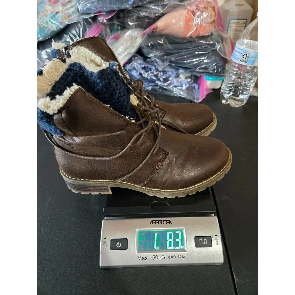 Muk Luks Womens‎ Water Resistant Faux Leather Ankle Booties Size 7 Fall Winter